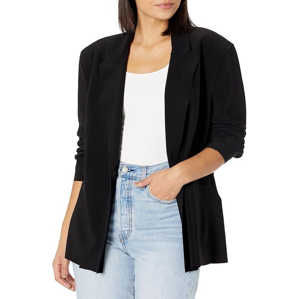 Norma Kamali Blazer Womens 14 Black Single Button Notched Lapel NK310803